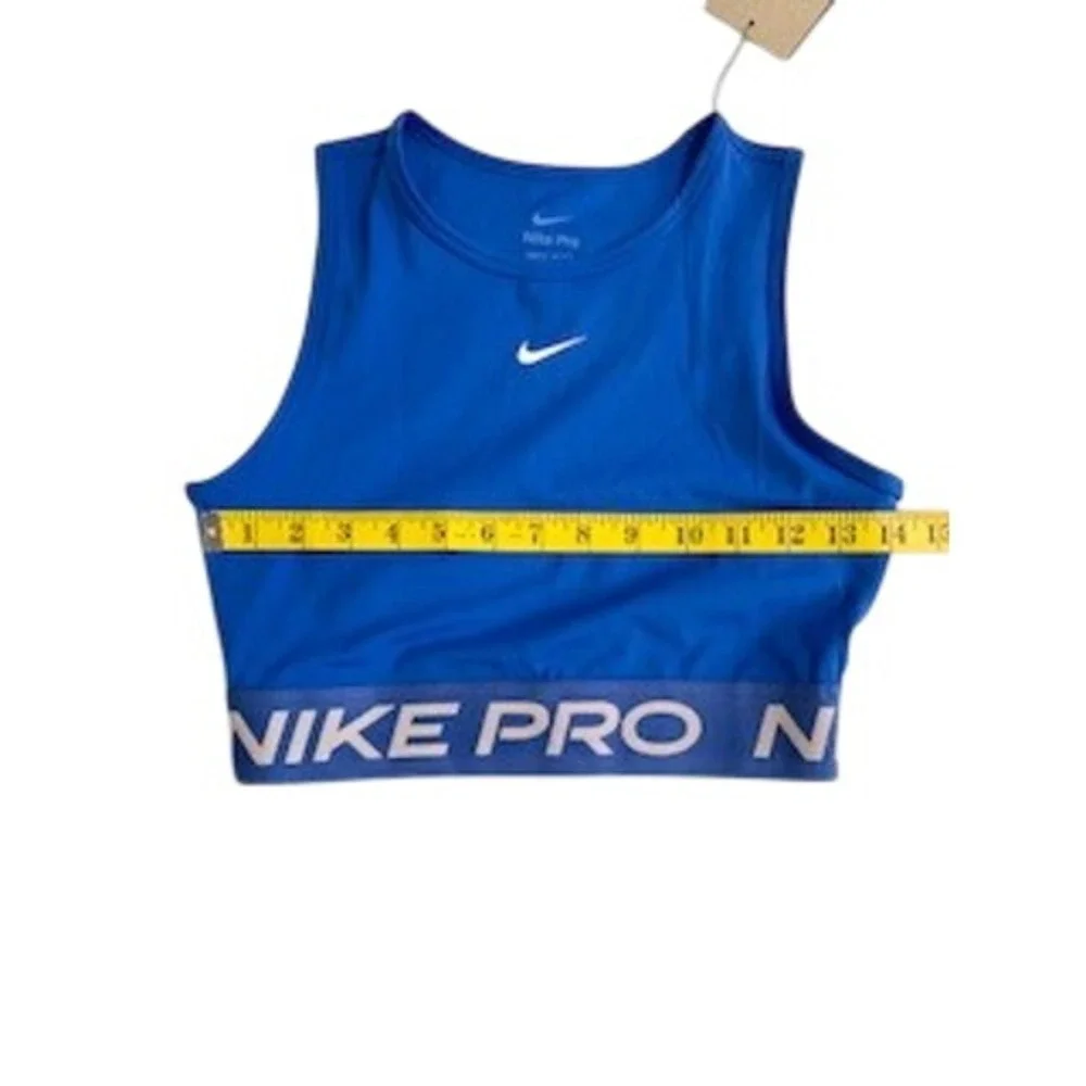 Nike Pro Dri-FIT Womens XS Blue Cropped Tank Top Training FZ3615-407 NWT